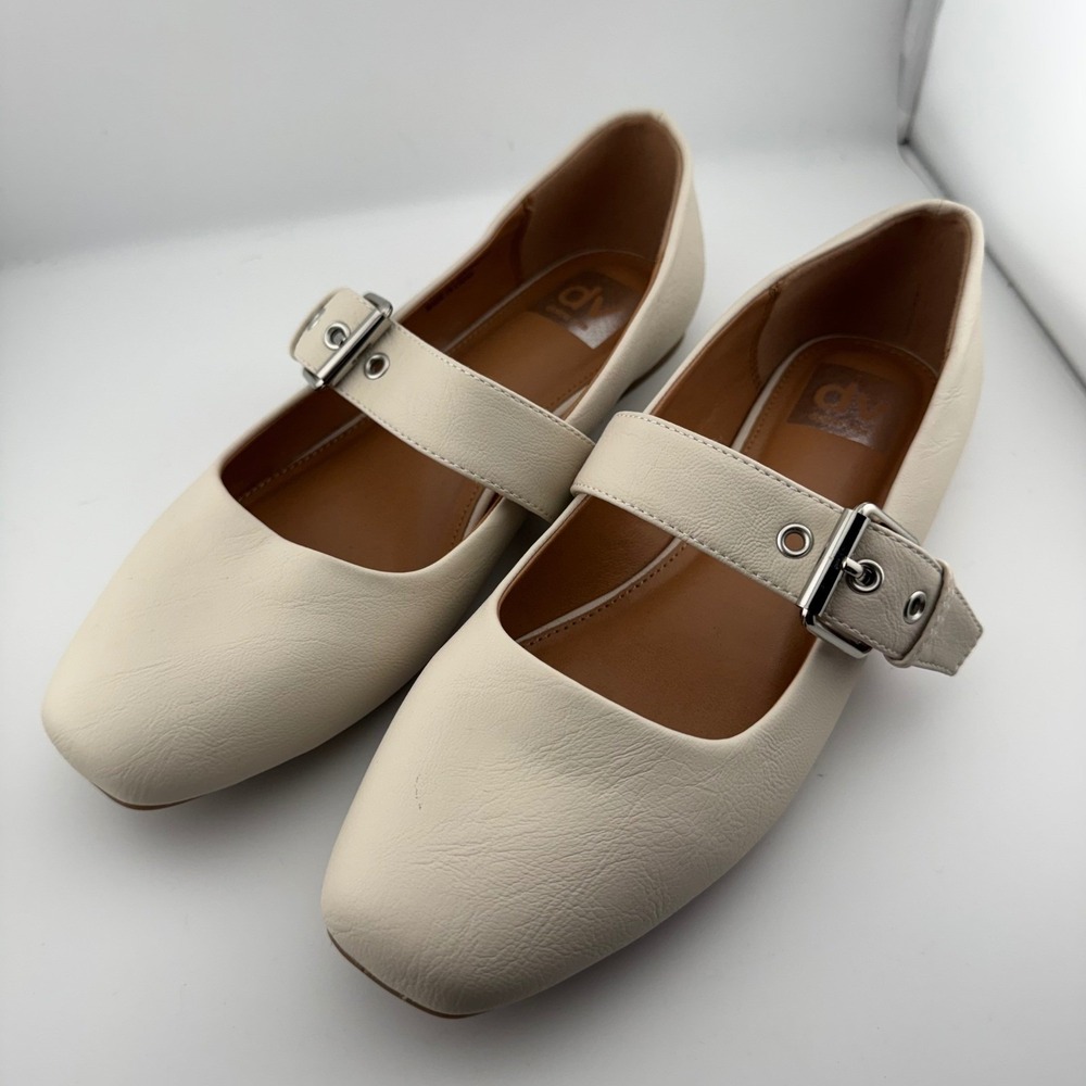 DV Dolce Vita Munich Mary Jane Flats Womens 7.5 Cream Square Toe Buckle Strap